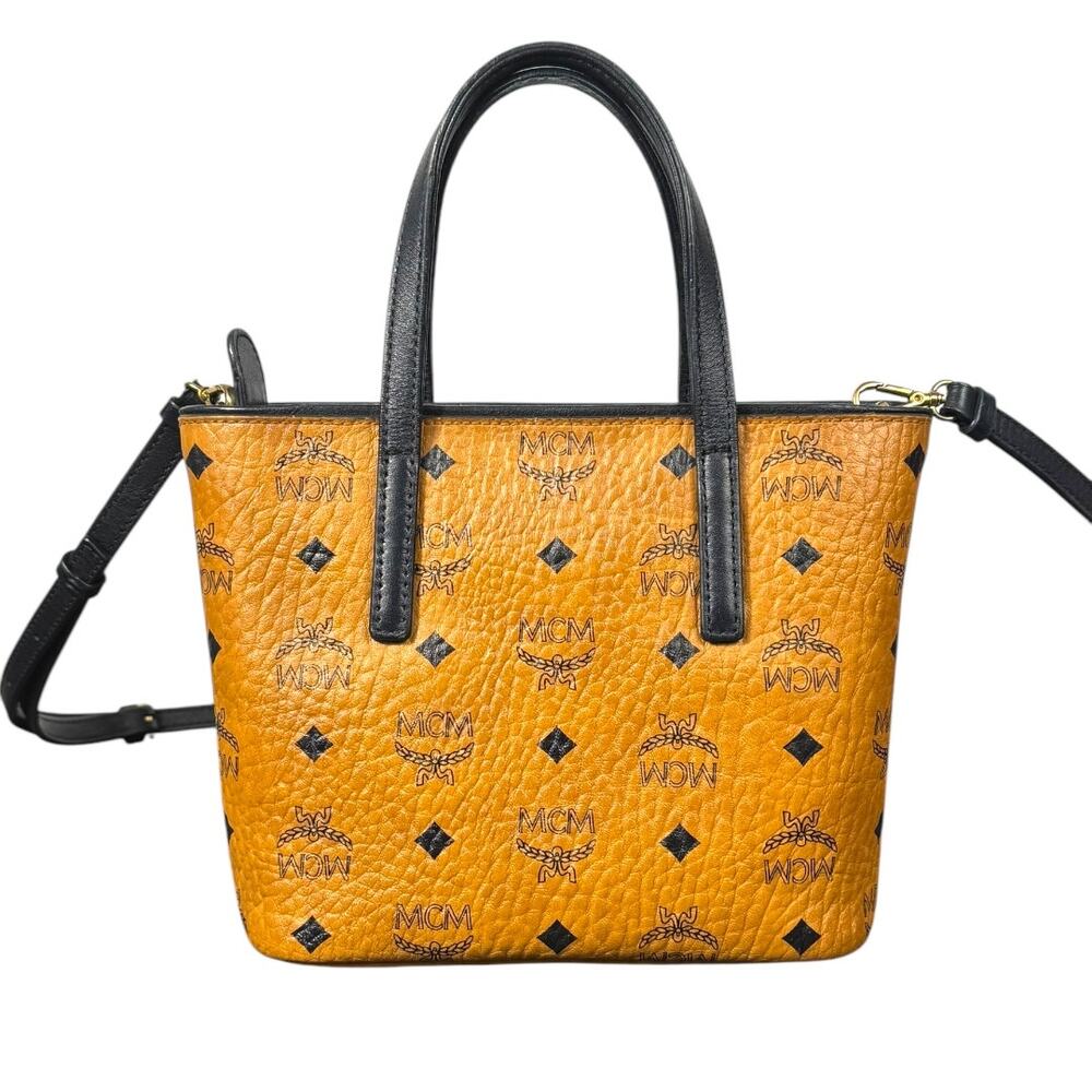 MCM Anya Zip Top Leather Mini Shopper Crossbody Handbag - Picture 3 of 14
